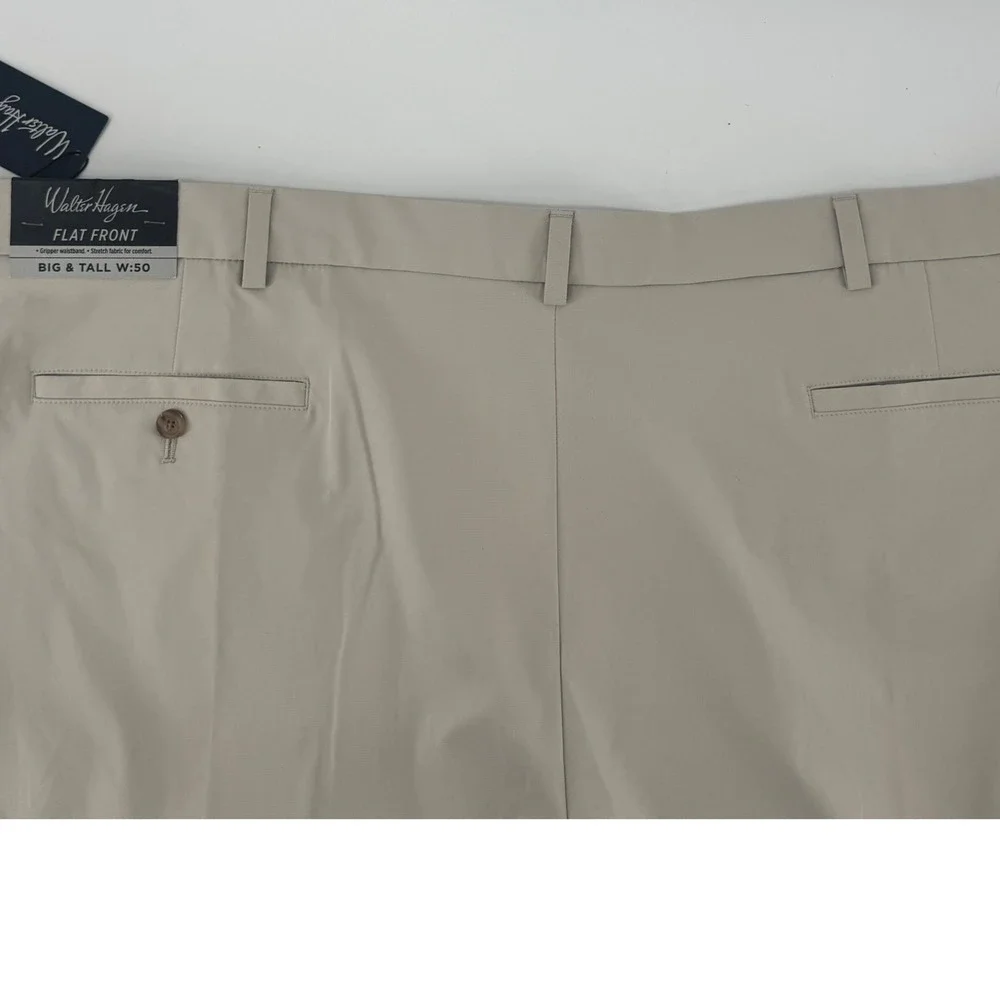 NWT Walter Hagen Men Big & Tall Golf Shorts Sz 50 Light Khaki HydroDri P11‎